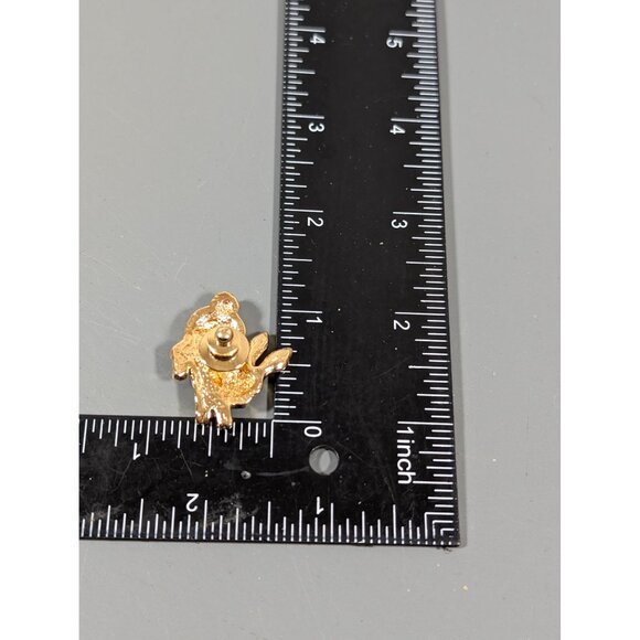 Vintage Avon Gold Tone Bunny Rabbit Rhinestone Pave Tack Pin Brooch - Picture 8 of 8